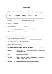 English Worksheet: VOCABULARY 