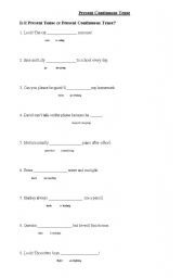 English Worksheet: Present Simple and Continuous
