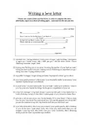 English Worksheet: Writing a love letter
