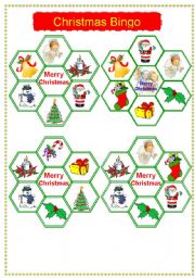 English Worksheet: Christmas Bingo