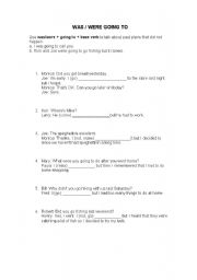 English worksheet: was were going to