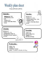 English Worksheet: weekly plan