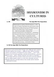 English Worksheet: PREPOSITIONS/ SHAMANISM 