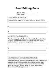 English worksheet: Peer editing form