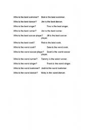 English Worksheet: Best-Wrost Comparison