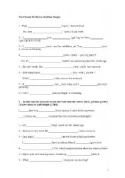 English Worksheet: present perfect simple past distinction exercise