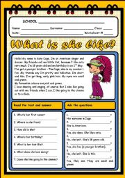 WHAT IS SHE LIKE? (2 PAGES)