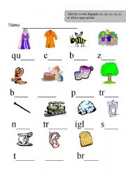 English Worksheet: vowel digraphs 