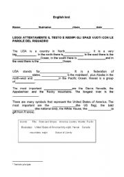 English Worksheet: CLOZE THE USA