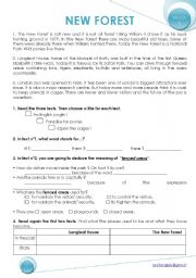 reading: NEW FOREST - ESL worksheet by pipof
