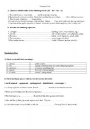 English worksheet: adjective order , vocabulary revision