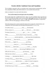 English Worksheet: Second Conditional and Prepositions Worksheet
