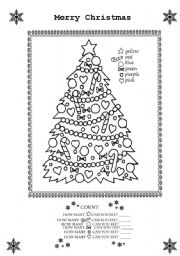 English Worksheet: Merry Christmas Colouring Sheet