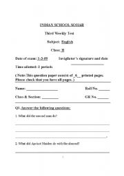 English Worksheet: worksheet on english grammer