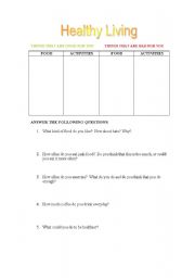 English worksheet: Healthy Living