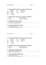 English worksheet: test;present continuous