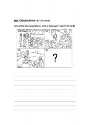 English worksheet: Christmas creative writing