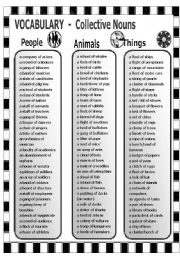 Vocabulary - Collective Nouns - People - Animals - Things