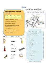 English Worksheet: Music