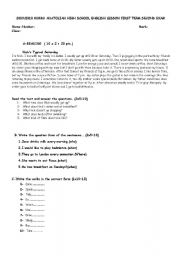 English worksheet: exam for high school
