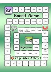 English Worksheet: Board Game - Opposites Attract (Adjectives)