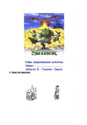 English worksheet: Shrek activities-Part 1