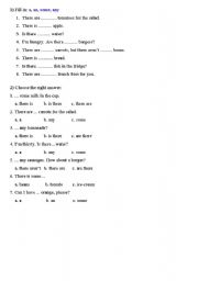English Worksheet: some/any/an