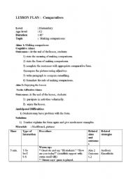 English worksheet: lesson plan comparatives(GD technique)