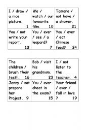 English Worksheet: Present Perfect Bingo-bluish11