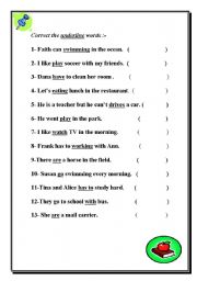 English worksheet: Correcting words