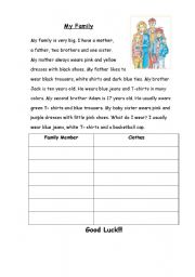 English Worksheet: My Family