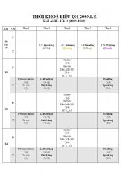 English Worksheet: time table