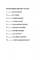 English Worksheet: to be exercise (question)