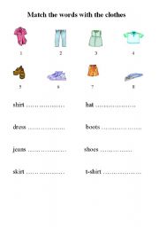 English worksheets: my clothes