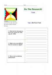English worksheet: Food Research