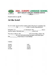 English Worksheet: at the hotel