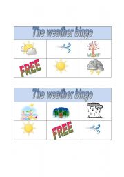 English Worksheet: weather bingo part 2