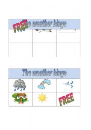 English Worksheet: weather bingo part 3