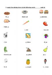 English worksheet: Food vocabulary.