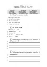 English worksheet: is are am