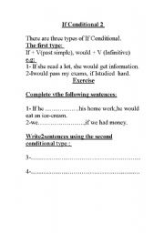 English worksheet: If conditional 2