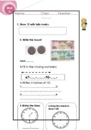 English worksheet: math test 