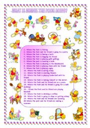 English Worksheet: WHAT IS WINNIE THE POOH DOING?