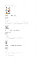 English Worksheet: Was/Were