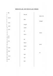 English Worksheet: Irregular and regular verbs