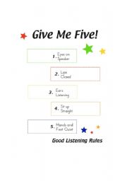 English worksheet: Give me five!