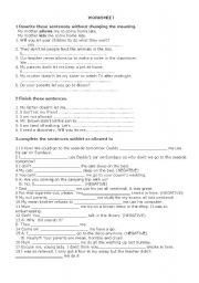English Worksheet: LET AND BE ALLOWED TO EXERCISES