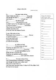 English Worksheet: A Day in the Life (Beatles)