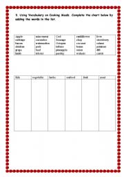 English worksheet: food. Vocabulary practice