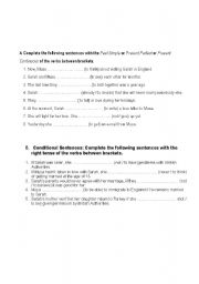 English Worksheet: Grammar page: Verb tenses and conditionals